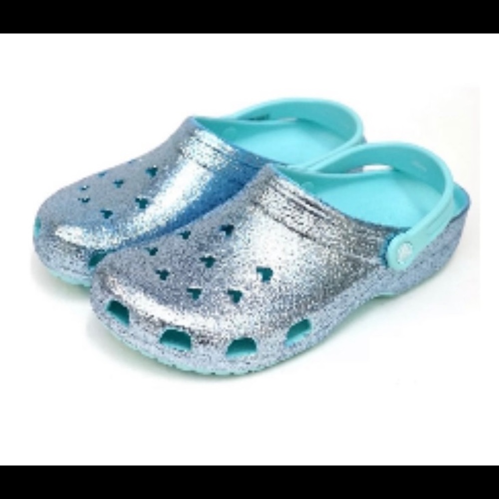 Disney Arendelle Aqua Glitter Crocs W12/M10